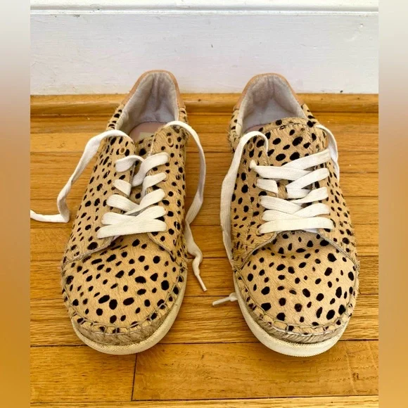 Leopard Animal Print Genuine Cow Hide Leather Dolce Vita Sneakers Espadrille 7.5 - Picture 9 of 10